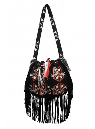 Embellished jacquard shoulder bag
